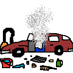 Rotes Auto in Arbeit: Innenputz