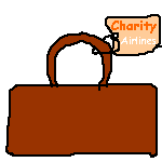 Der Koffer reist mit Charity Airlines